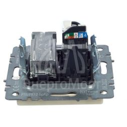 Розетка компьютерная + телевизионная 2-м Brite РТВ/РК12-БрКр RJ45 кат.5E + TV беж. IEK BR-AK20-1-K10