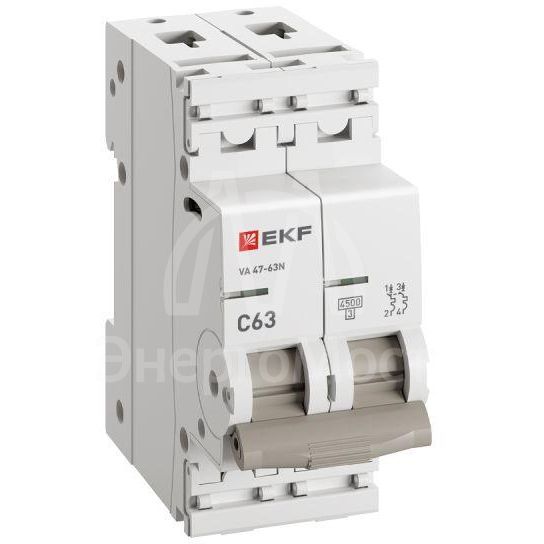 Выключатель автоматический модульный 2п 63А C 4.5кА ВА 47-63N PROxima EKF M634263C