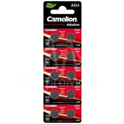 Элемент питания алкалиновый "таблетка" G 4 Mercury Free AG4-BP0%Hg 377A/LR626/177 BL-10 (блист.10шт) Camelion 12812