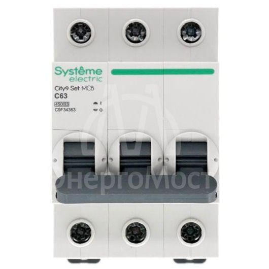 Выключатель автоматический (АВ) С 63А 3P 4.5кА 400В City9 Set SE C9F34363