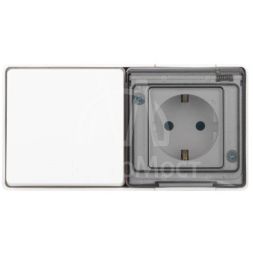 Блок розетка с выключателем Эксперт 11-7501-01 IP55 16А (10AX)-250В ОУ бел. Эра Б0063288