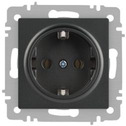 Розетка 1-м СП Accent 6-202-07 16А IP20 250В 2P+E Schuko графит Intro Б0063697
