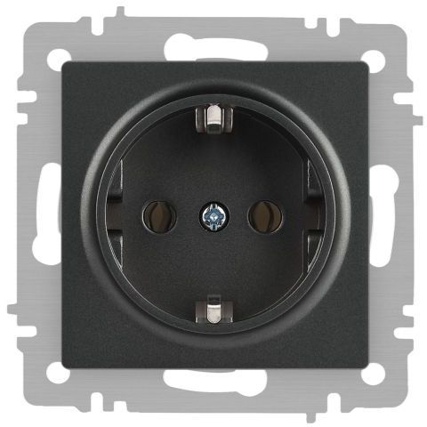Розетка 1-м СП Accent 6-202-07 16А IP20 250В 2P+E Schuko графит Intro Б0063697