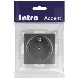 Розетка 1-м СП Accent 6-202-07 16А IP20 250В 2P+E Schuko графит Intro Б0063697