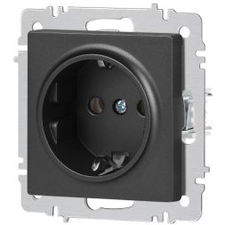 Розетка 1-м СП Accent 6-202-07 16А IP20 250В 2P+E Schuko графит Intro Б0063697