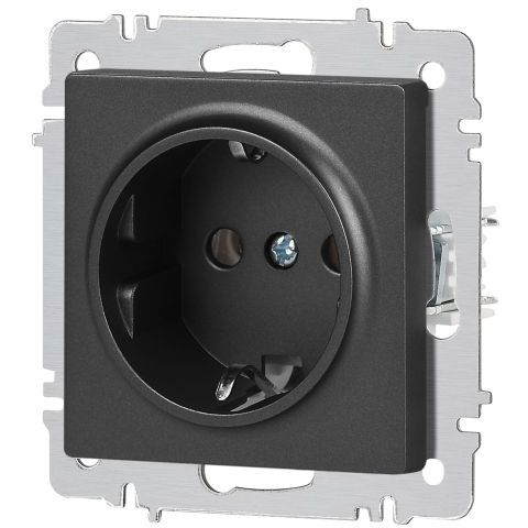 Розетка 1-м СП Accent 6-202-07 16А IP20 250В 2P+E Schuko графит Intro Б0063697