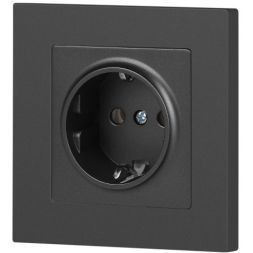 Розетка 1-м СП Accent 6-202-07 16А IP20 250В 2P+E Schuko графит Intro Б0063697