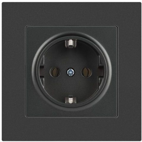 Розетка 1-м СП Accent 6-202-07 16А IP20 250В 2P+E Schuko графит Intro Б0063697