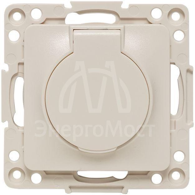Розетка 1-м СП Стокгольм 16А IP44 с заземл.защ. шторки с крышкой механизм бел. PROxima EKF EYR16-028-10-44