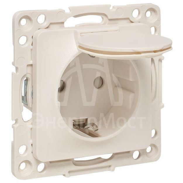 Розетка 1-м СП Стокгольм 16А IP44 с заземл.защ. шторки с крышкой механизм бел. PROxima EKF EYR16-028-10-44