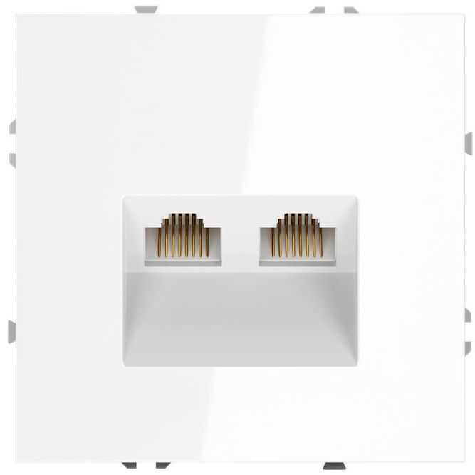 Розетка компьютерная 2-м СП S70 RJ45 + RJ45 кат.6 механизм бел. глянцевый Voltum VLS060201