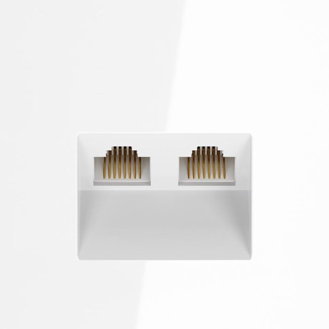 Розетка компьютерная 2-м СП S70 RJ45 + RJ45 кат.6 механизм бел. глянцевый Voltum VLS060201