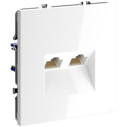 Розетка компьютерная 2-м СП S70 RJ45 + RJ45 кат.6 механизм бел. глянцевый Voltum VLS060201