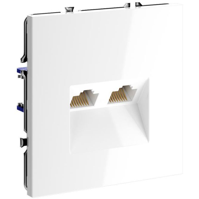 Розетка компьютерная 2-м СП S70 RJ45 + RJ45 кат.6 механизм бел. глянцевый Voltum VLS060201