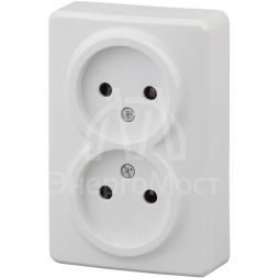 Розетка ОП 11-2202-01 2х2P 16АХ-250В Эксперт бел. ЭРА Б0020682