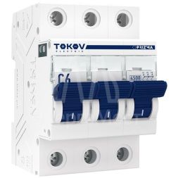 Выключатель автоматический модульный 3П 6А 4.5кА х-ка C TOKOV Electric TKE-PZ45-MCBI-3-6-C