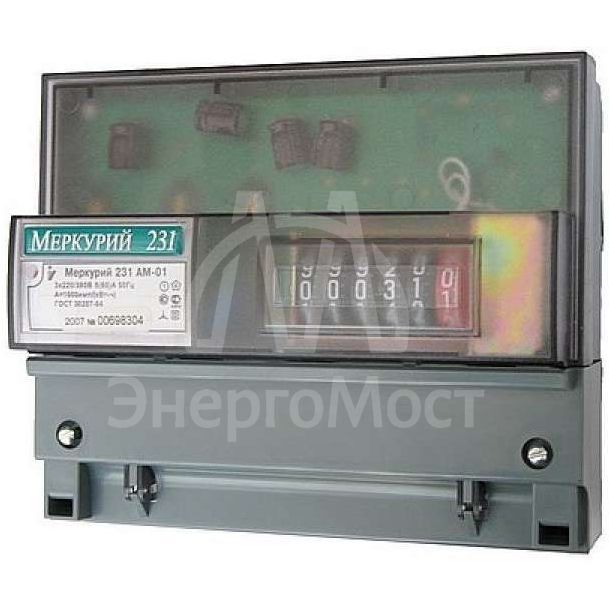 Счетчик &amp;quot;Меркурий&amp;quot; 231 АМ-01 3ф 5-60А 1 класс точн.; 1 тариф.; имп. вых. мех. креп. DIN-рейка Инкотекс 32430