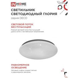 Светильник светодиодный DECO ГЛОРИЯ 24Вт 230В 6500К 1560лм 300мм IN HOME 4690612025094