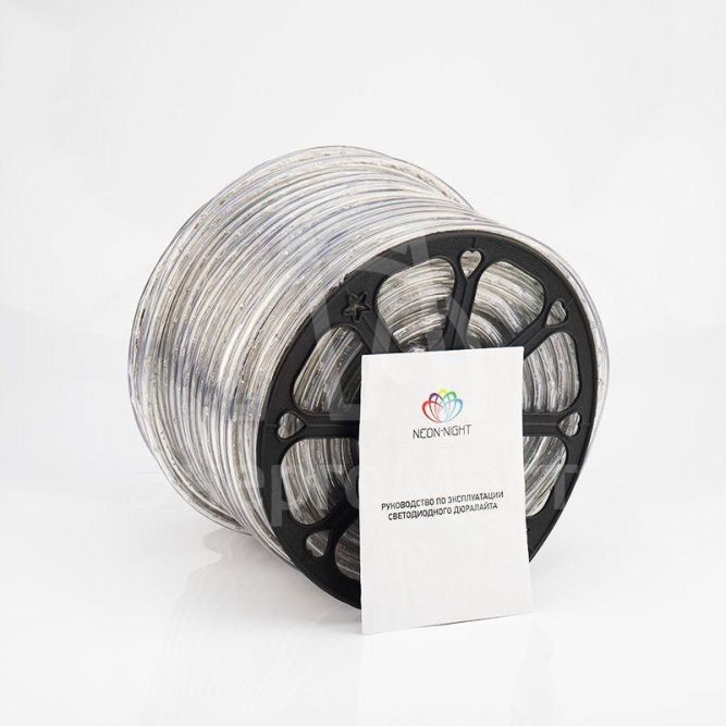 Шнур светодиодный Дюралайт фиксинг круглый 13мм 30Led/м 2Вт/м 220В IP54 тепл. бел. (уп.100м) NEON-NIGHT 121-126-6