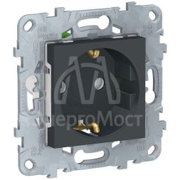 Механизм розетки UNICA NEW защ. шторки с заземл. с быстрозажим. клеммами антрацит SchE NU505754