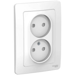 Розетка 2-м СП BLANCA 16А 250В защ. шторки без заземл. бел. SchE BLNRS000121