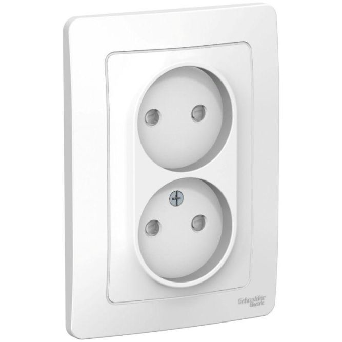 Розетка 2-м СП BLANCA 16А 250В защ. шторки без заземл. бел. SchE BLNRS000121