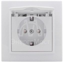 Розетка 1-м СП Минск 16А с защ. крышкой защ. шторки с заземл. бел. Basic EKF ERR16-029-100