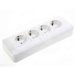 Розетка 4-м ОП Прима 16А 250В с заземл. защ. шторка бел. (опт. упак) SchE RA16-411M-B