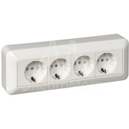 Розетка 4-м ОП Прима 16А 250В с заземл. защ. шторка бел. (опт. упак) SchE RA16-411M-B