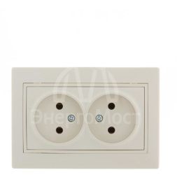 Розетка 2-м СП Мира 16А IP20 без заземл. керам. крем/крем. LEZARD 701-0303-128