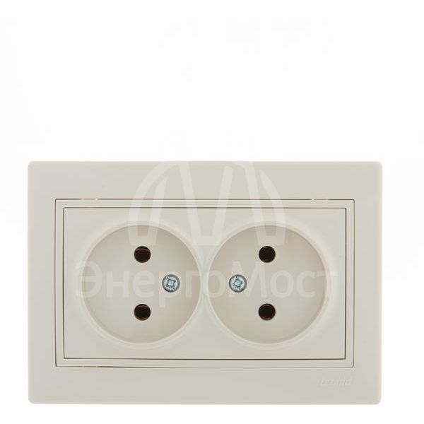 Розетка 2-м СП Мира 16А IP20 без заземл. керам. крем/крем. LEZARD 701-0303-128