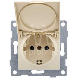 Розетка 1-м СП Ugra 16А 250В с заземл. защ. шторки с крышкой механизм беж. GUSI С11Р91-003