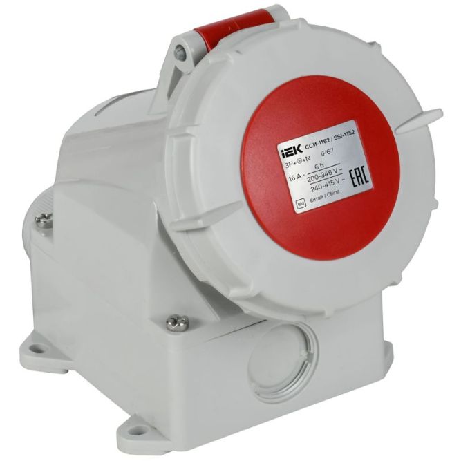 Розетка стационарная ССИ-1152 16А 5п 3P+PE+N 6ч 380В IP67 IEK PSR12-016-5-0-67