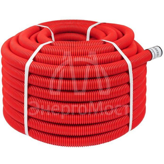 Труба гофрированная двустенная ПНД гибкая d40мм с протяжкой SN13 красн. (уп.50м) EKF tg2st-40-50m