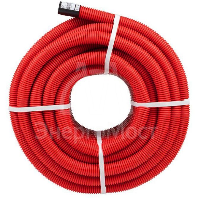 Труба гофрированная двустенная ПНД гибкая d40мм с протяжкой SN13 красн. (уп.50м) EKF tg2st-40-50m