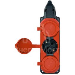 Колодка удлинителя 3-м с заземл. 16А IP44 каучук красн. TOKOV TKE-C13-KK3-Z