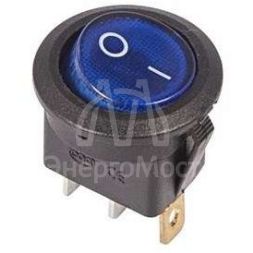 Выключатель клавишный круглый 250В 6А (3с) ON-OFF син. с подсветкой (RWB-214 SC-214 MIRS-101-8) Rexant 36-2571