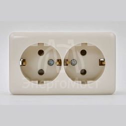 Розетка 2-м ОП VIOLA с заземл. крем. LEZARD 751-0300-127