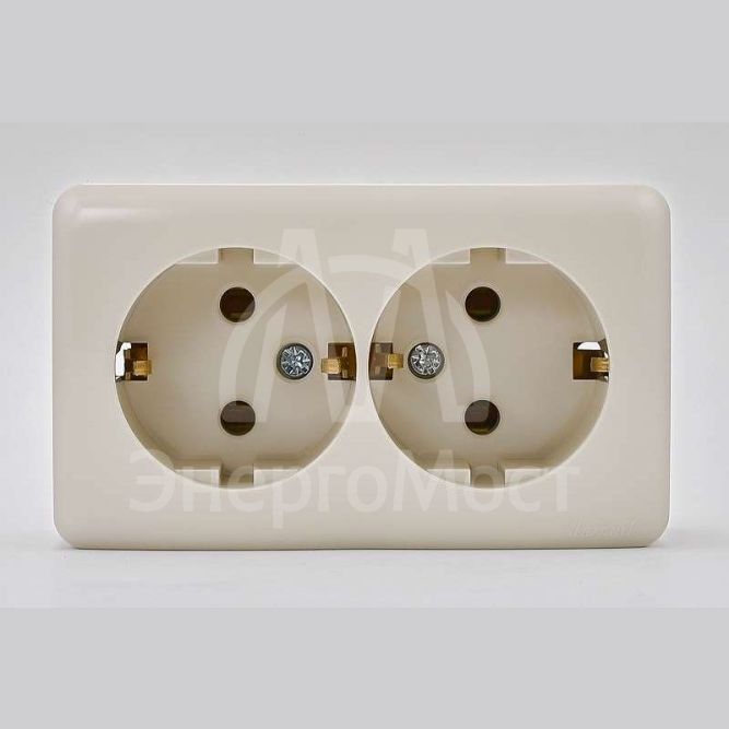 Розетка 2-м ОП VIOLA с заземл. крем. LEZARD 751-0300-127