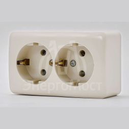 Розетка 2-м ОП VIOLA с заземл. крем. LEZARD 751-0300-127