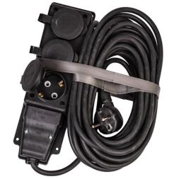 Удлинитель на каучуковой колодке 3х10м 16А IP44 250В 4кВт каучук КГ 3х2.5 черн. УХз16 Россия КОСМОС YKsm10m-3g(16A)KG-B