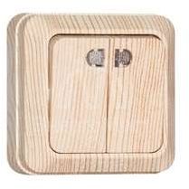 Выключатель 2-кл. ОП Олимп 10А IP20 с подсветкой сосна UNIVersal 5560841