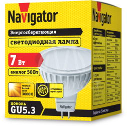 Лампа светодиодная 94 244 NLL-MR16-7-230-3K-GU5.3 7Вт 3000К тепл. бел. GU5.3 480лм 170-260В Navigator 94244