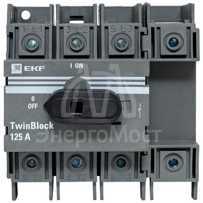 Рубильник 4п 125А с рукояткой управления для прямой установки TwinBlock EKF tb-125-4p-f