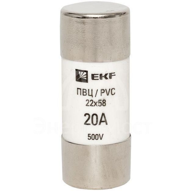 Вставка плавкая цилиндрическая ПВЦ 22х58 20А EKF pvc-22x58-20