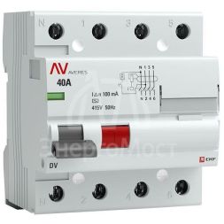 Выключатель дифференциального тока (УЗО) 4п 40А 100мА тип AC DV AVERES EKF rccb-4-40-100-ac-av