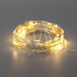 Гирлянда &amp;quot;Роса&amp;quot; 10м 100 LED IP44 на батарейках 3хАА с пультом 8 режимов теплый бел. Neon-Night 303-256