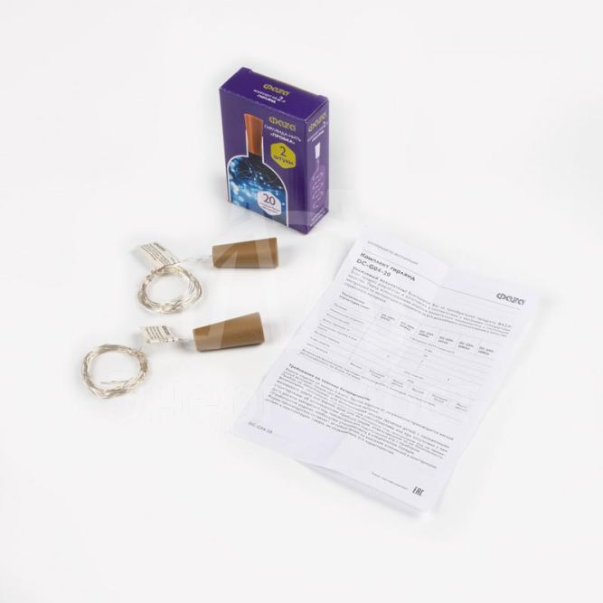 Гирлянда &amp;quot;Пробки&amp;quot; DC-G04-20WS2 20 LED 3х(LR44/LR1154/AG13/G13) в компл. бел. (уп.2шт) ФАZА 5059696