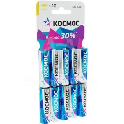 Элемент питания алкалиновый LR6 10хBL КОСМОС KOCLR610BL