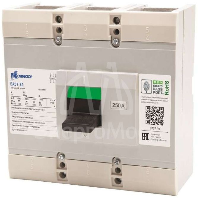 Выключатель автоматический 3п 500А 5000Im ВА57-39-340010 660/380В AC Контактор L630-0019